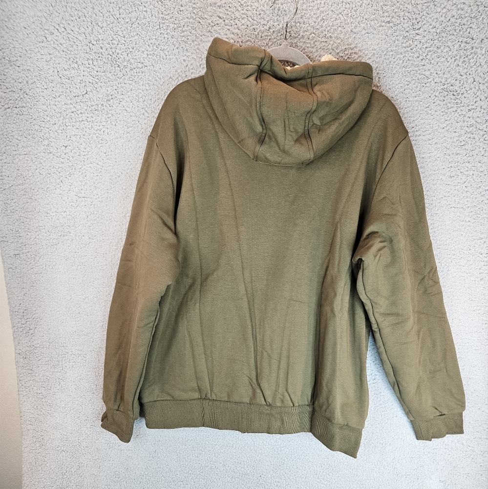 Crysully Mens Sweatshirt Jacket Sz XL & M Green Fleece Sherpa Lining  Hoodie - Picture 11 of 16